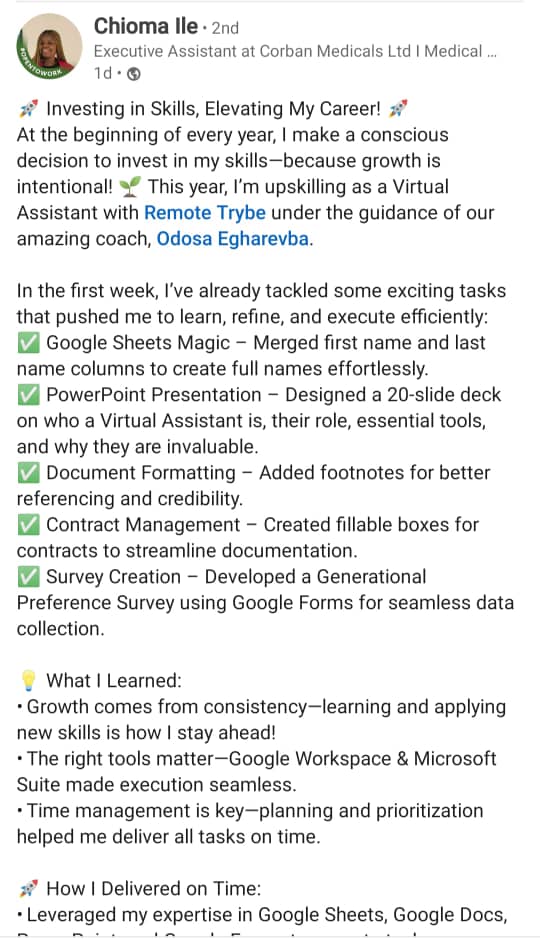 Remote work success post